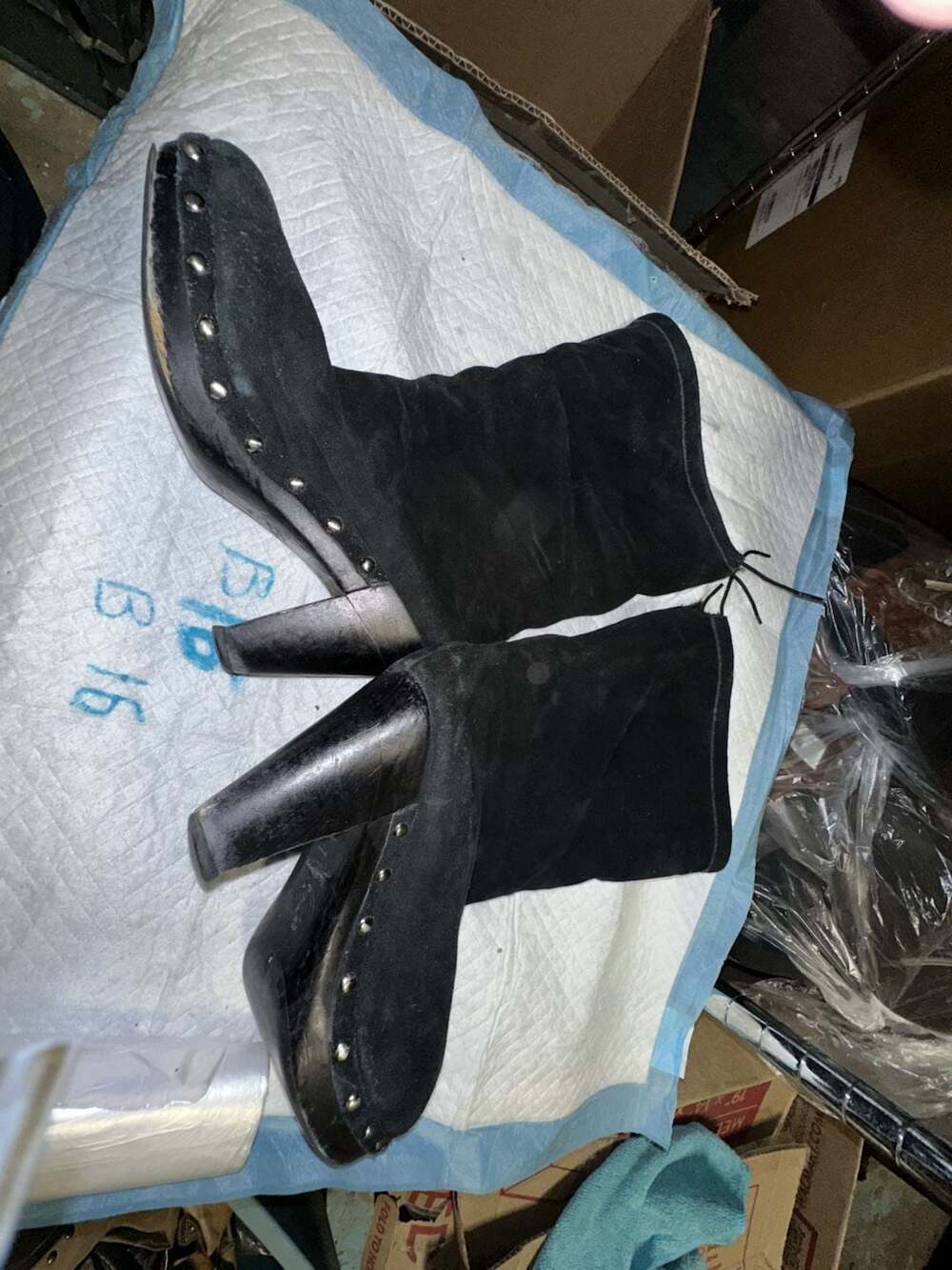 Michael Kors Black Suede Studded Clog Boots Size 7.5M - Picture 3 of 14